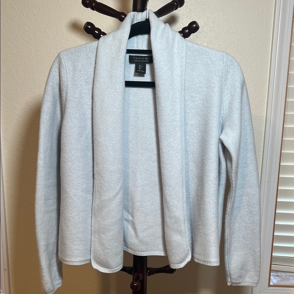 Tahari Soft Pale Cashmere Cardigan Sweater